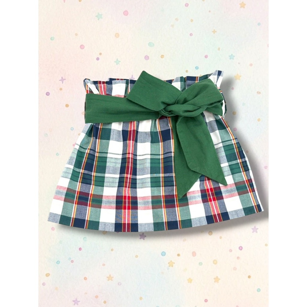 The Beaufort Bonnet Company Plaid Paperbag Waist Sash Skirt 2T